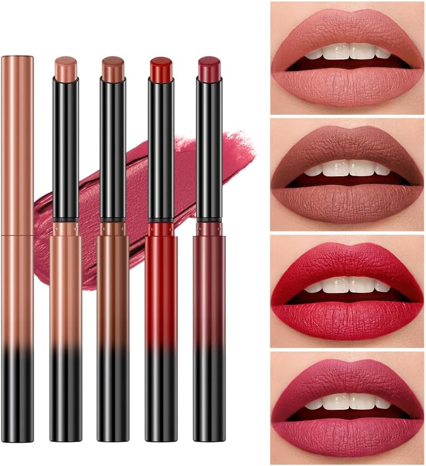 Matte Lipstick for Women,Lipstick Lipliner Set,Nude Lipstick Lipliner Pencil Lip Filler,Long Lasting Lipstick,Waterproof Lip Gloss,Lipstick Lipliner Make up Gift Set for Women (06#)