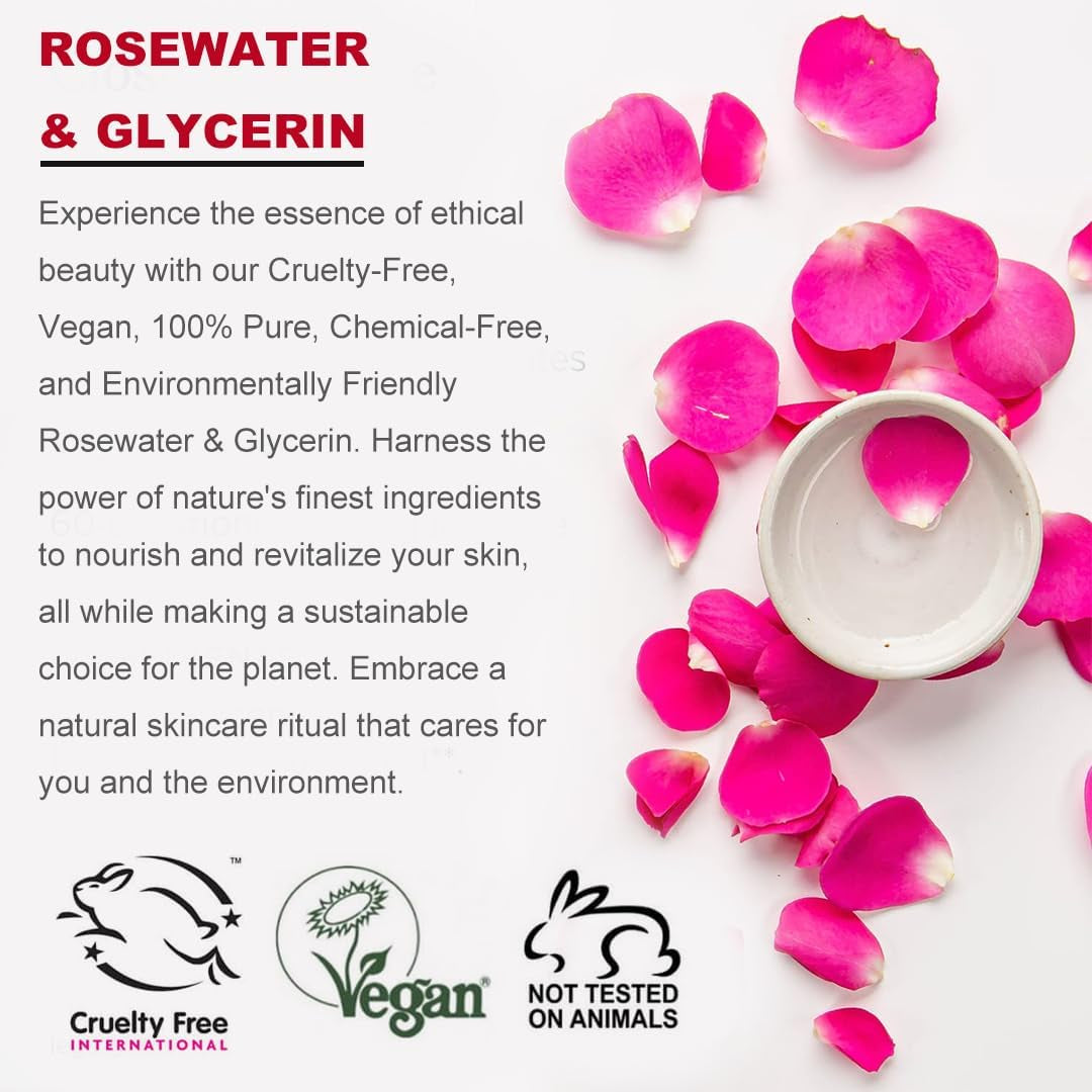 Organic Rosewater and Glycerin Toner - Natural Skincare Moisturizer