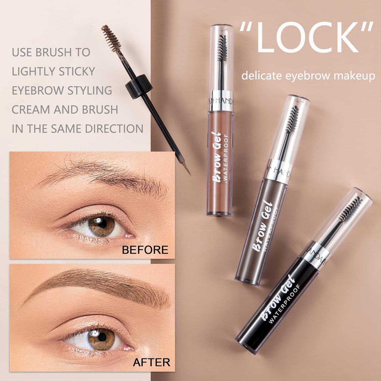 Eyebrow Gel Brow Makeup Gel, Warm Blonde Eyebrow Tint Kit Dye Brow Pomade, Long-Lasting Waterproof Eye Brow Pigment with Brush for Natural Makeup Shades Eyebrow Stamp Eyelash 01#