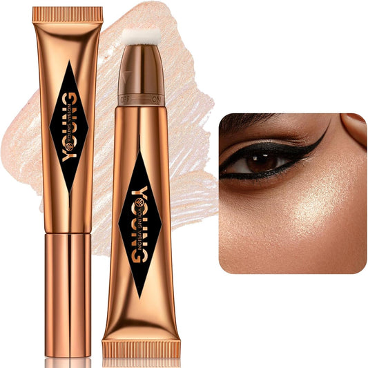 Liquid Blush, Cream Blush Stick, Blushers for Cheeks Make Up, Beauty Blush, Liquid Highlighter, Liquid Contour,Liquid Blush Wand,Silky & Long-Wearing Cream Blusher for Mature Skin (03#Highlight, 12Ml)