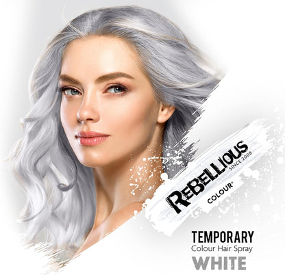 Hair Colour Spray 125Ml Temporary Hair Colour Spray Made in UK - Ultimate Coloured Hair Spray Wash Out Kids & Adults (White)