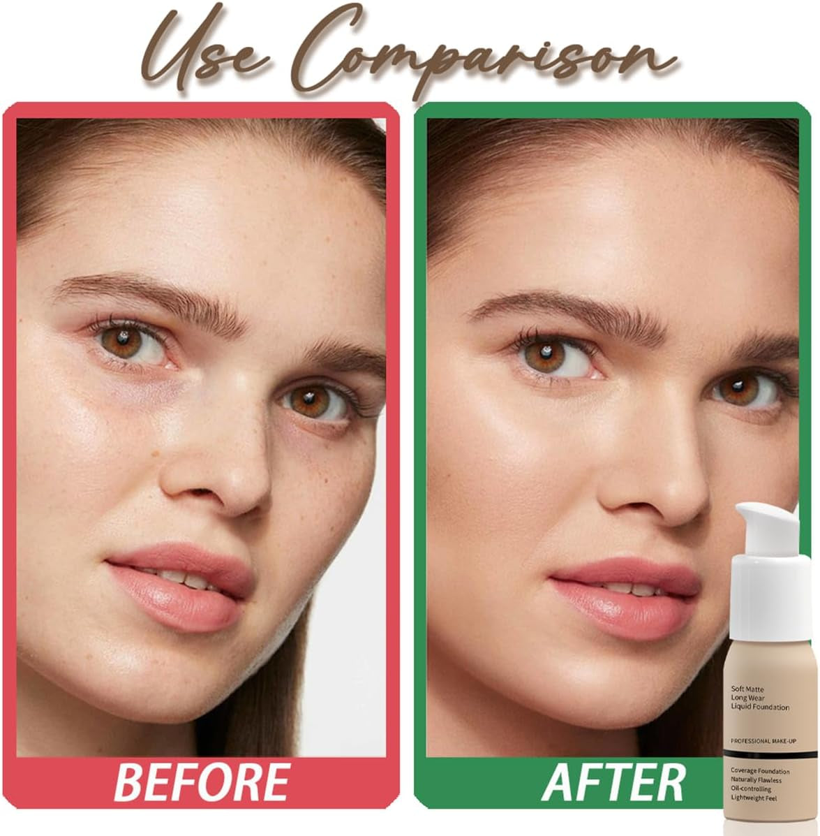 Face Foundation, Full Coverage, Liquid, Matte Finish, Oil Control, Waterproof, Long Lasting, Transfer Resistant 30Ml (04#)