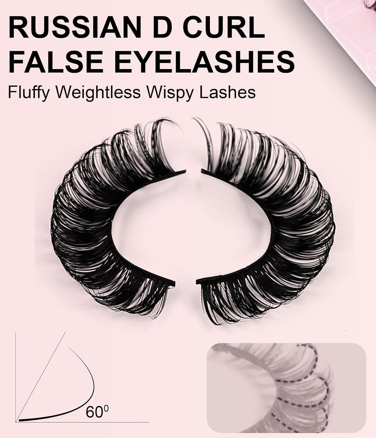 Russian Strip Lashes D Curl Fake Lashes Long Eyelashes Cat Eye Lashes Natural Look Eye Lash Set of 10 Pairs Eyelash Strips Wispy False Eyelashes Fluffy Mink Lashes 3D Effect