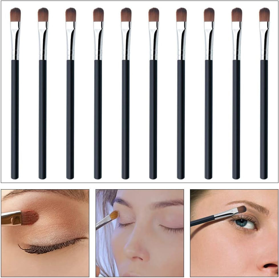 10 Pcs Eyeshadow Brushes Eyebrow Brush Set Makeup Eyeshadow Applicator Flat Angle Eye Liner Eyebrow Brush for Blending Defining Smudging Shading