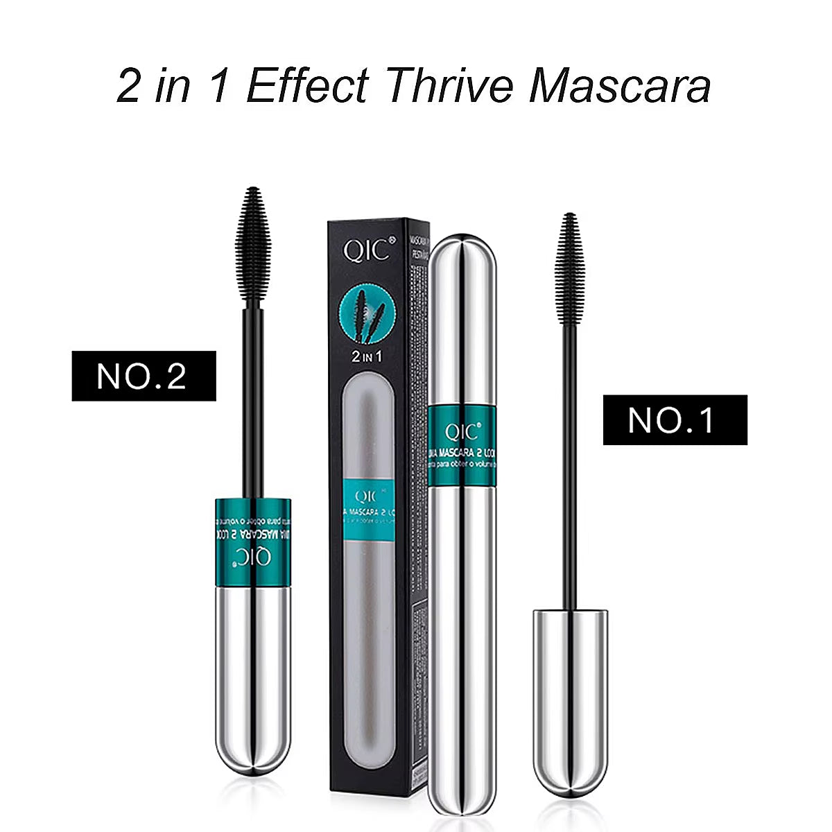 Double In-One Mascara Silk Fiber Mascara Waterproof Mascara for Eyelash Extension Black Thick Lengthening Eye Lashes Cosmetics