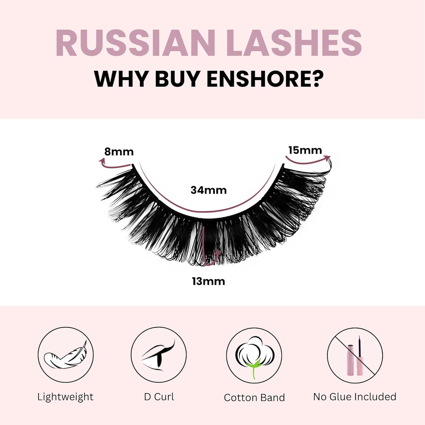 Russian Strip Lashes D Curl Fake Lashes Long Eyelashes Cat Eye Lashes Natural Look Eye Lash Set of 10 Pairs Eyelash Strips Wispy False Eyelashes Fluffy Mink Lashes 3D Effect