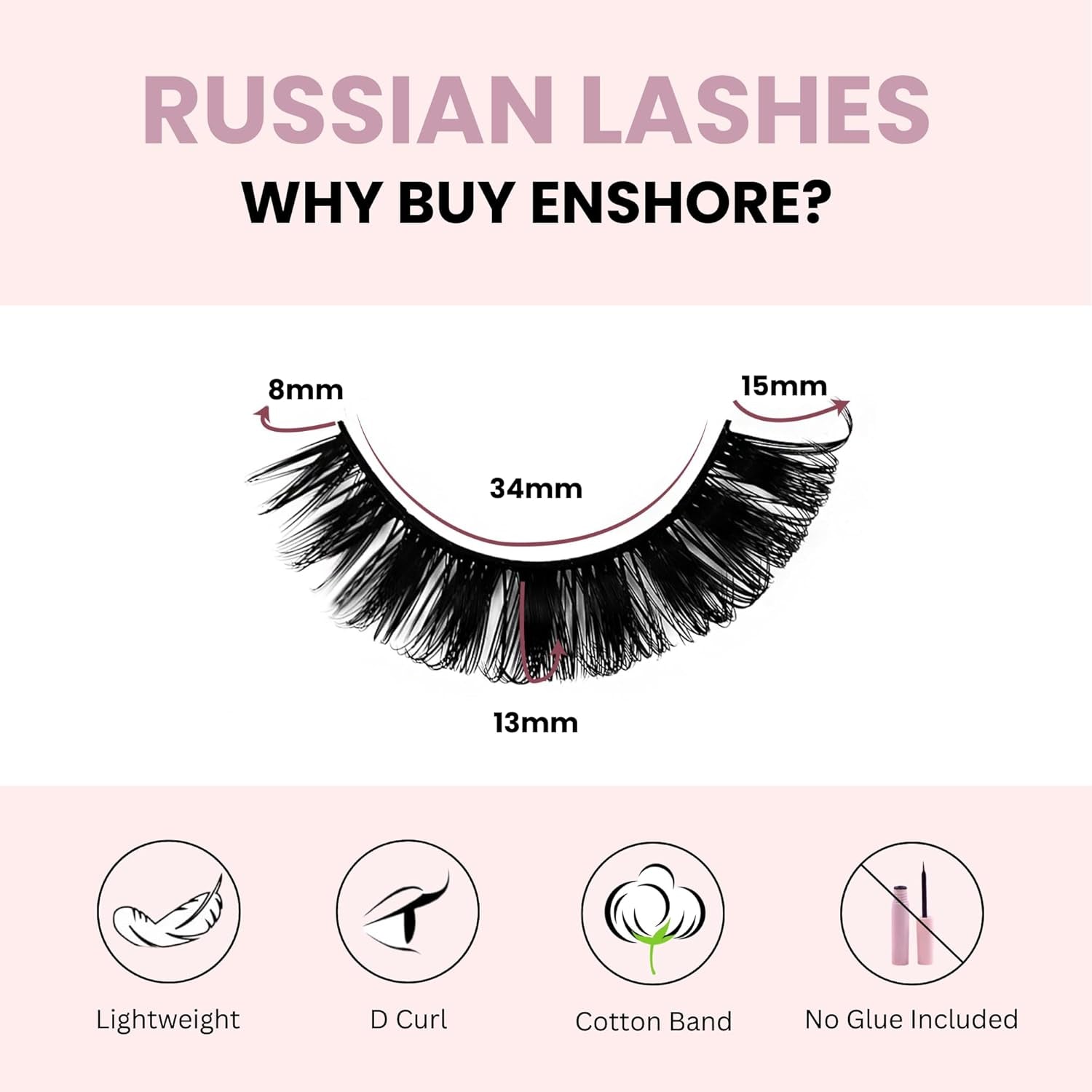 Russian Strip Lashes D Curl Fake Lashes Long Eyelashes Cat Eye Lashes Natural Look Eye Lash Set of 10 Pairs Eyelash Strips Wispy False Eyelashes Fluffy Mink Lashes 3D Effect