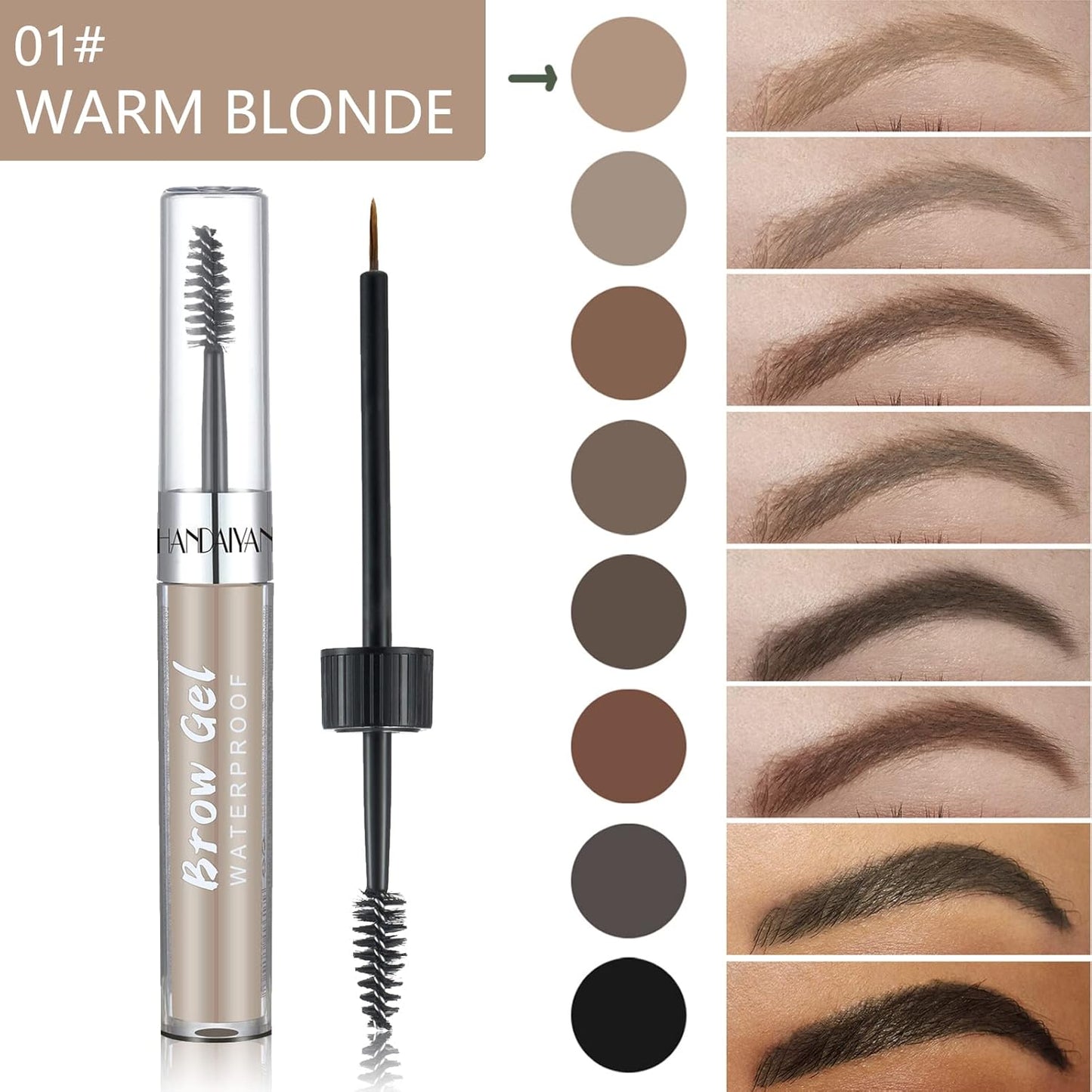 Eyebrow Gel Brow Makeup Gel, Warm Blonde Eyebrow Tint Kit Dye Brow Pomade, Long-Lasting Waterproof Eye Brow Pigment with Brush for Natural Makeup Shades Eyebrow Stamp Eyelash 01#