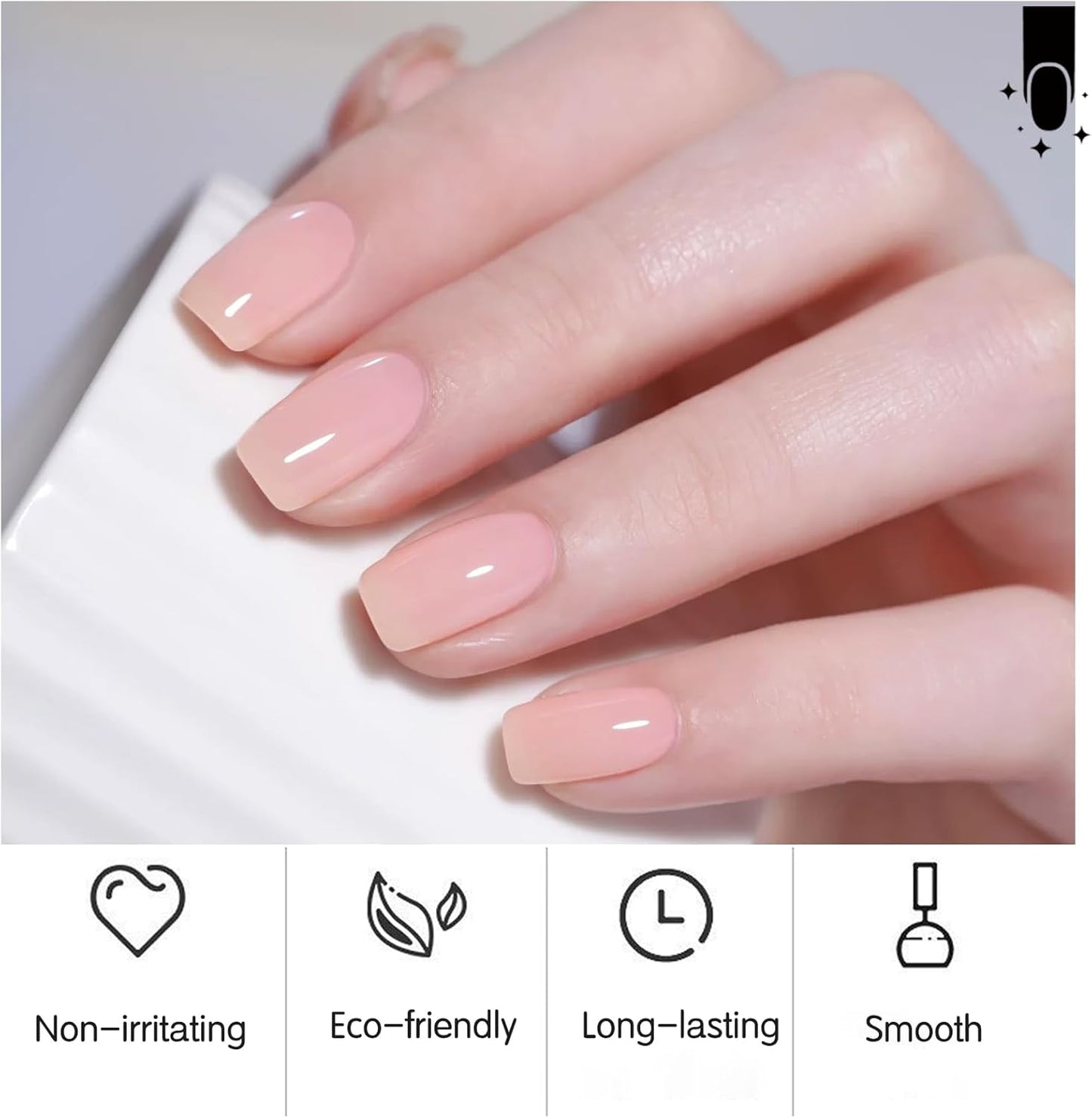 Pink Nail Polish - Light Varnish, Long Lasting & Chip Resistant, Highly Pigmented Baby Pink Gel, Quick Dry for Art Manicure DIY at Home