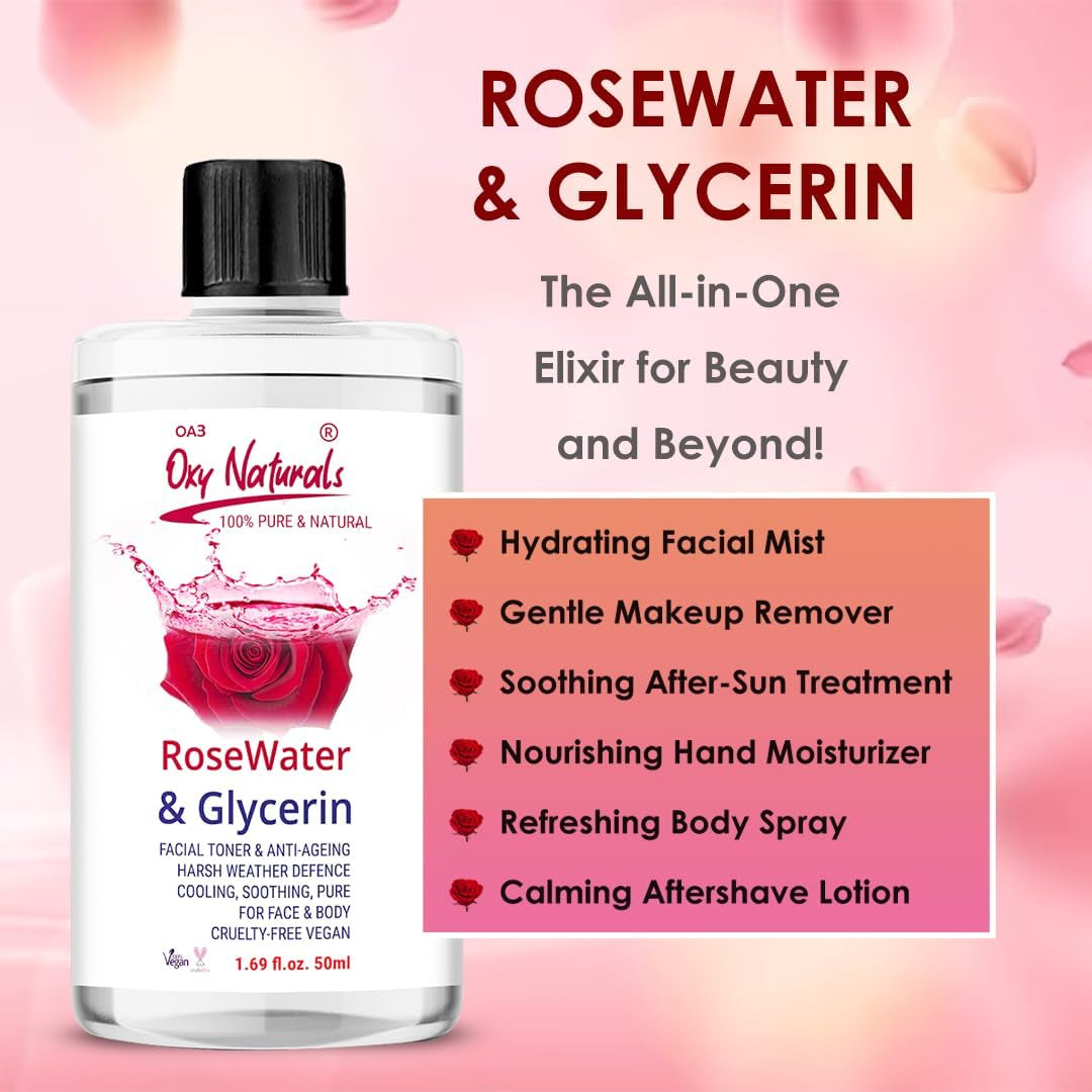 Organic Rosewater and Glycerin Toner - Natural Skincare Moisturizer