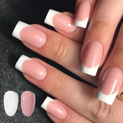 Peel off Nail Polish Set, 2 PCS Quick Dry Varnish, White & Pink French Tip Manicure