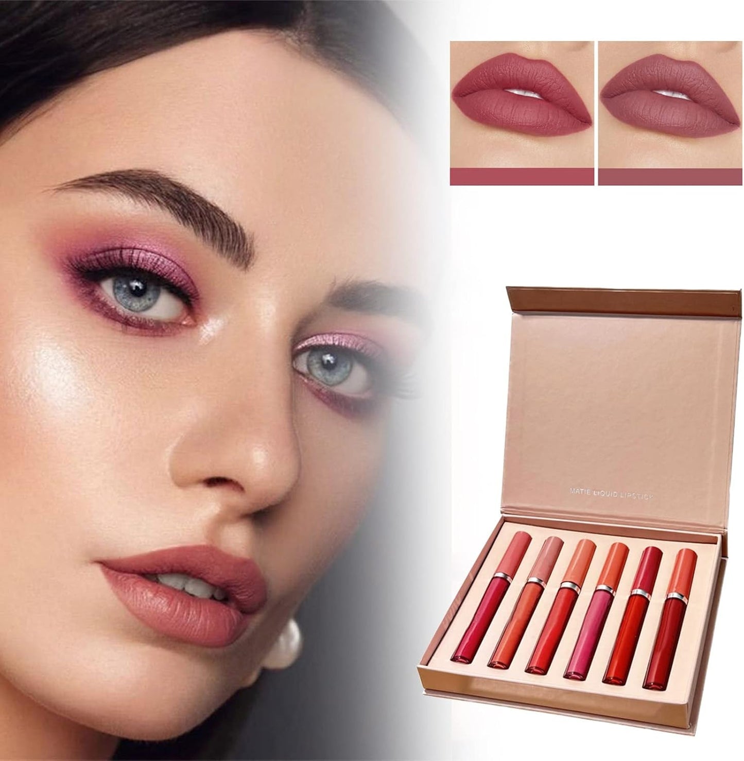 Star Lip Gloss Wet Peach Velvet Mist Face Non Stick Cup Non Fading Lip Gloss Set of 6 Lip Glaze Lipstick Set Teen Beauty Products under 5