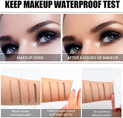 3D Eyebrow Pencil, Waterproof Eyebrow Pencil with 4 Fork Tip Applicator, Eyebrow Pencil Long-Lasting Natural Eyebrows (Dark Brown)