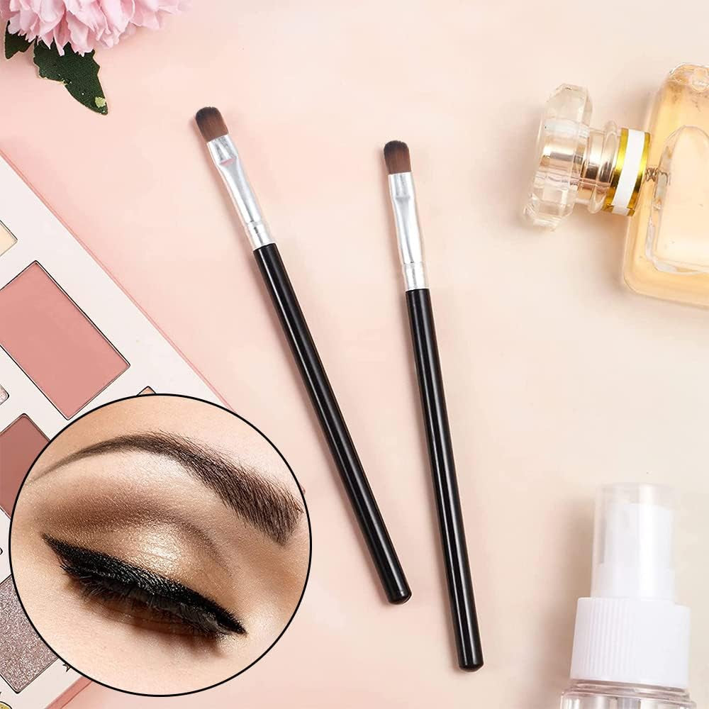 10 Pcs Eyeshadow Brushes Eyebrow Brush Set Makeup Eyeshadow Applicator Flat Angle Eye Liner Eyebrow Brush for Blending Defining Smudging Shading