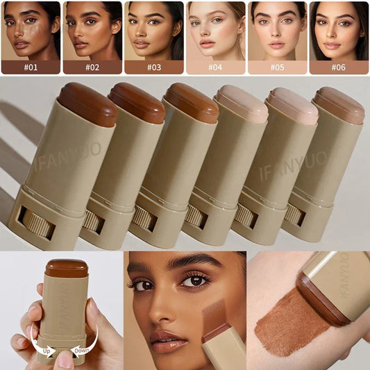 6Color Tinted Foundation Cream Stick Waterproof Lasting Oil-Control Cover Acne Makeup Smooth Moisturize Concealer Serum Balm