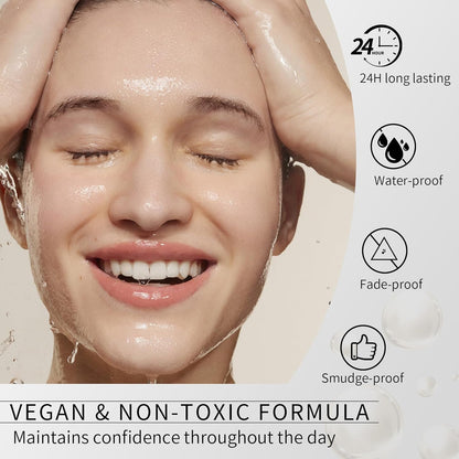 3D Eyebrow Pencil, Waterproof Eyebrow Pencil with 4 Fork Tip Applicator, Eyebrow Pencil Long-Lasting Natural Eyebrows (Dark Brown)