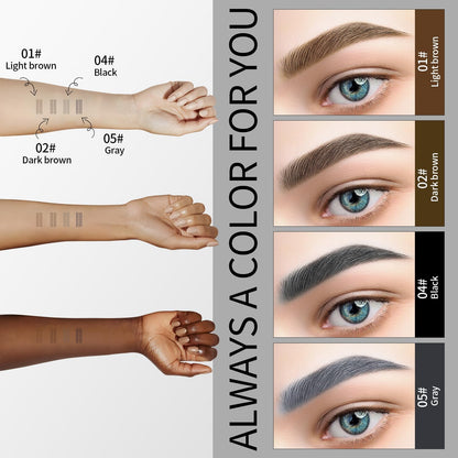 3D Eyebrow Pencil, Waterproof Eyebrow Pencil with 4 Fork Tip Applicator, Eyebrow Pencil Long-Lasting Natural Eyebrows (Dark Brown)