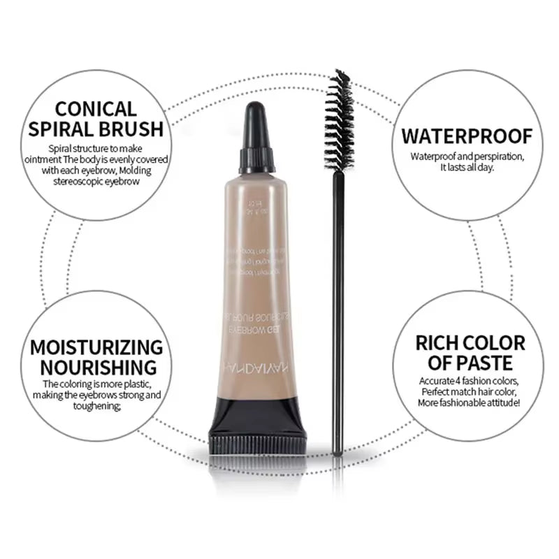 6 Color Henna Eyebrow Gel Cream Women Makeup Microblading Eyebrows Tint Eyebrows Waterproof Tattoo Pen Brush Kit Dye Cosmetics