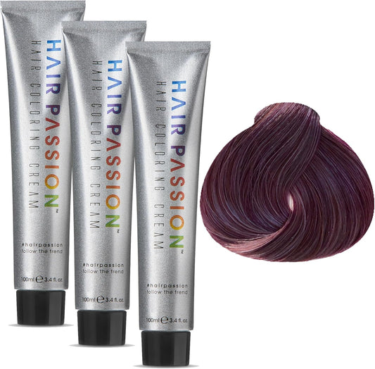 [3 Pack]  Hair Coloring Colouring Color Cream (Medium Violet Gold) 7.212 300Ml Keratin Infused - (BOOSTER REQUIRED)