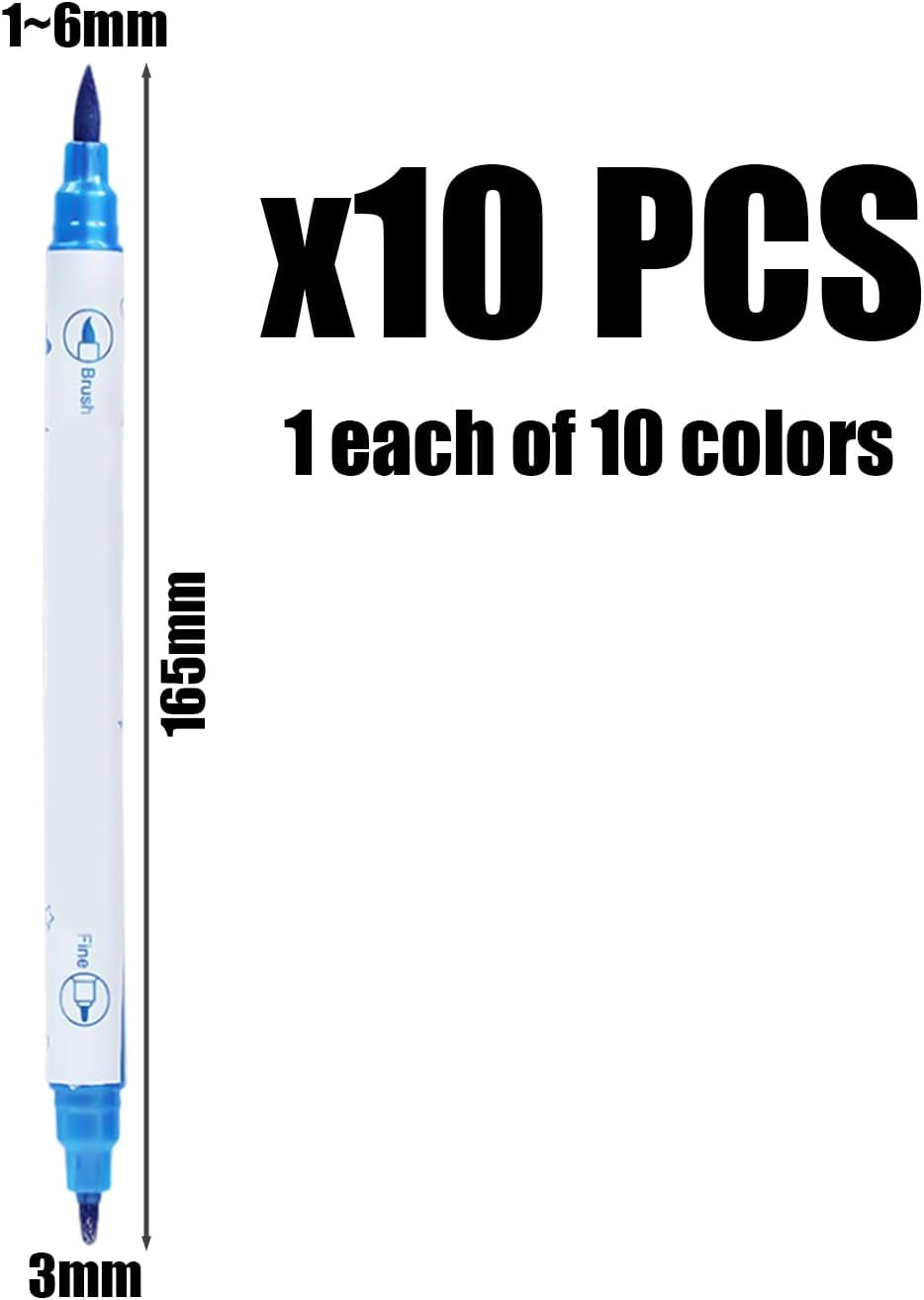 10 Pieces Double-Ended Nail Art Paint Pens