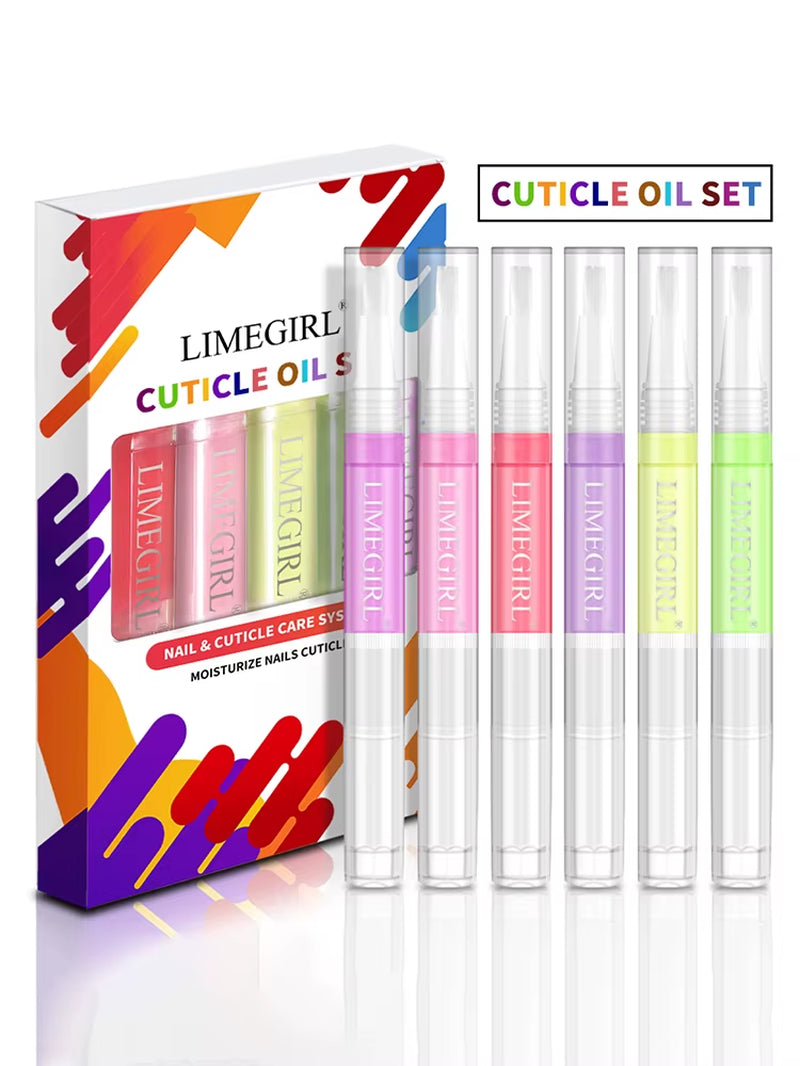 6Pcs Cuticle Oil Nail Care Nutrition Oil Pen Gift Box Kit