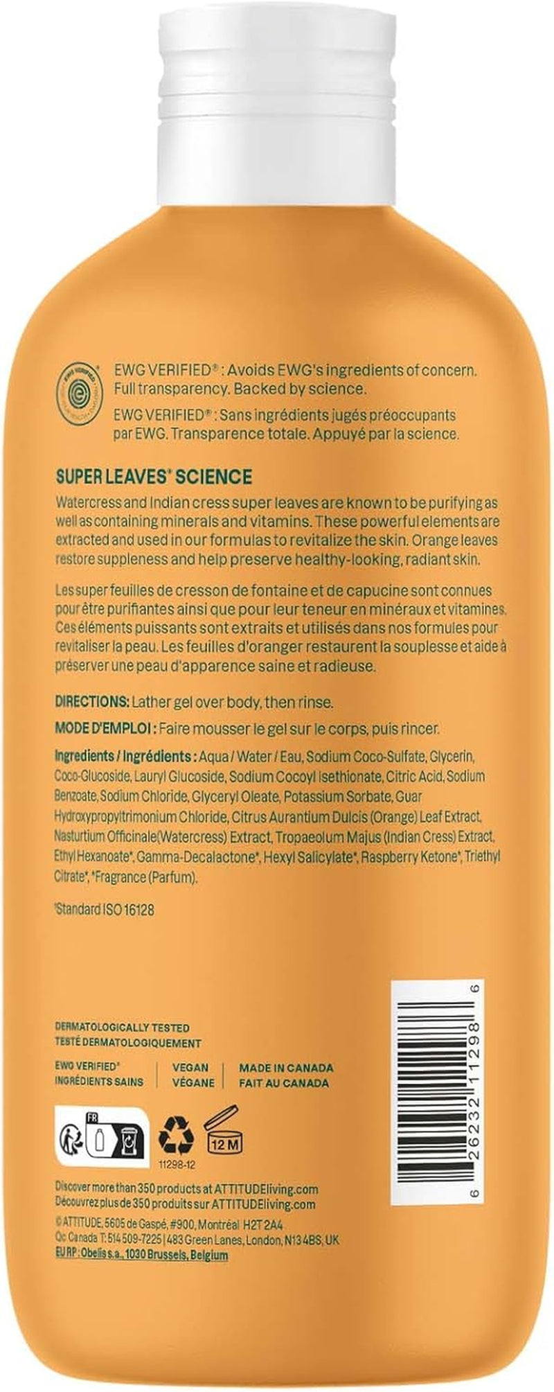 ATTITUDE Body Wash, EWG Verified Shower Gel, Dermatological