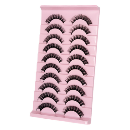 10 Pairs Cat-Eye Russian D-Curl Strip Lashes