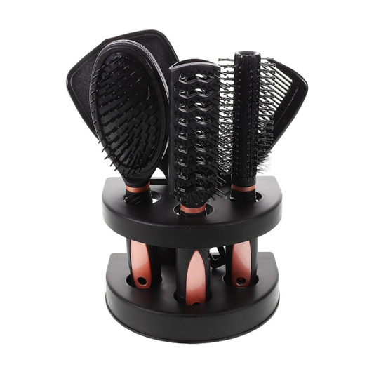 Mirror Hair Comb Set 5Pcs Pink Anti-Static Hair Brushes with Mirror