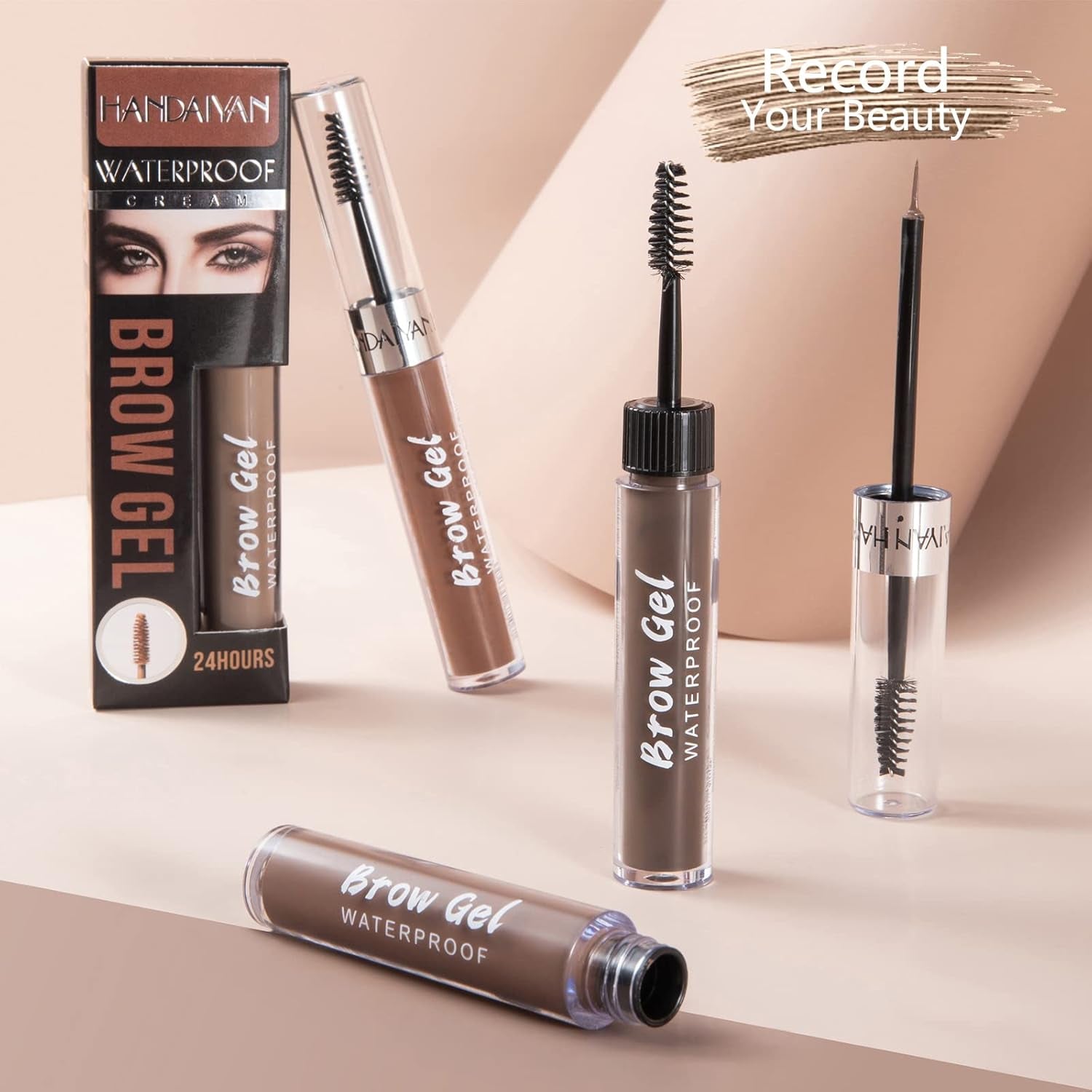 Eyebrow Gel Brow Makeup Gel, Warm Blonde Eyebrow Tint Kit Dye Brow Pomade, Long-Lasting Waterproof Eye Brow Pigment with Brush for Natural Makeup Shades Eyebrow Stamp Eyelash 01#