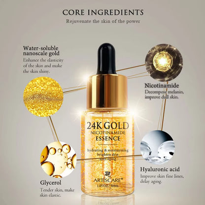 24K Gold Serum SET 3Pcs/Lot for Moisturizing and Hydrating Dark Circles Eye Cream Face Essence Skin Care Products