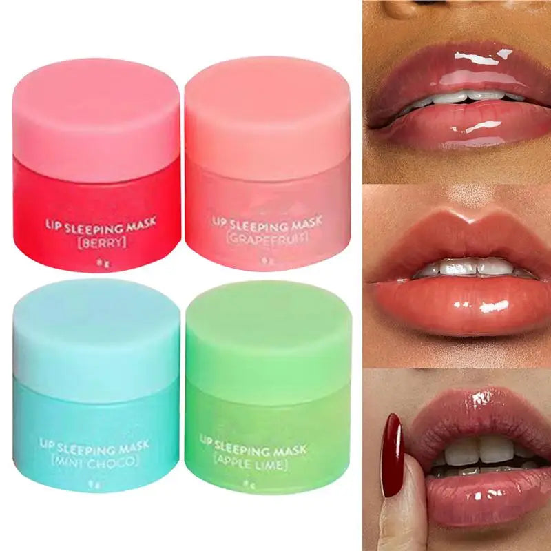 4Pcs Lip Sleeping Mask Nourishing Moisturizing Sleep Lip Balm