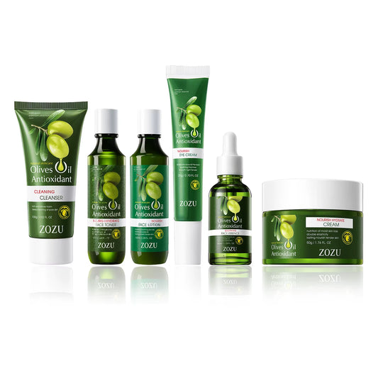 Olive Oil Antioxidant Skin Care Set 6-In-1With Facial Cleanser, Face Cream, Eye Cream, Lotion,Toner,Serum,Care Travel Facial Kit