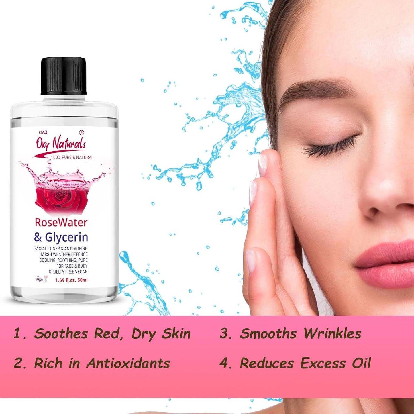 Organic Rosewater and Glycerin Toner - Natural Skincare Moisturizer