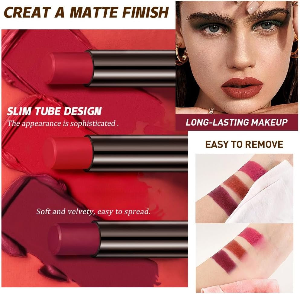 Matte Lipstick for Women,Lipstick Lipliner Set,Nude Lipstick Lipliner Pencil Lip Filler,Long Lasting Lipstick,Waterproof Lip Gloss,Lipstick Lipliner Make up Gift Set for Women (06#)