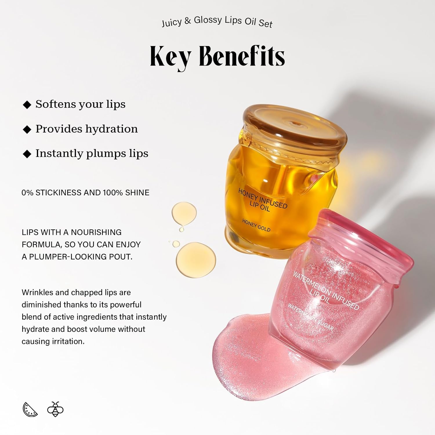 Honey Lip Oil, 2PC Lip Gloss Set