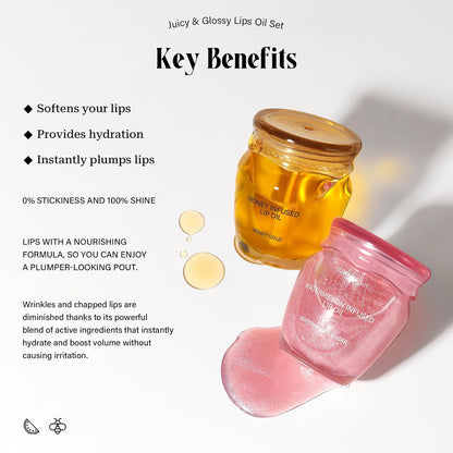 Honey Lip Oil, 2PC Lip Gloss Set