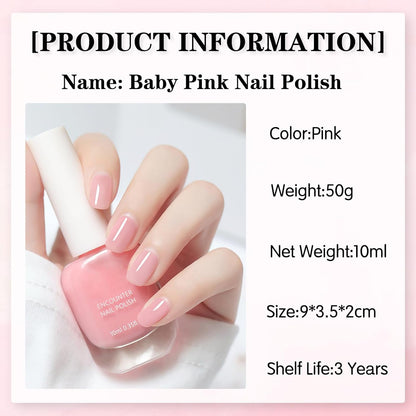 Pink Nail Polish - Light Varnish, Long Lasting & Chip Resistant, Highly Pigmented Baby Pink Gel, Quick Dry for Art Manicure DIY at Home