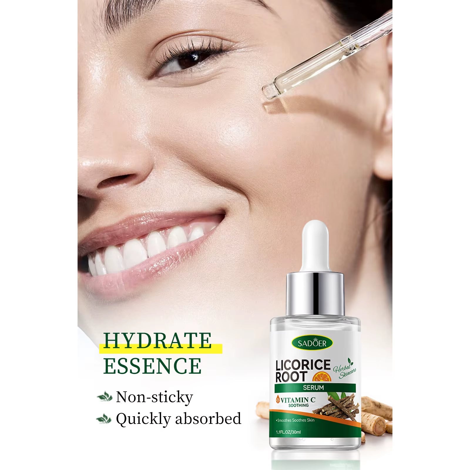 Licorice Root Skin Care Set Contains Cleanser, Essence, Face Cream, Lotion,Toner, Eye Cream, Deep Hydration Skincare Gift Set