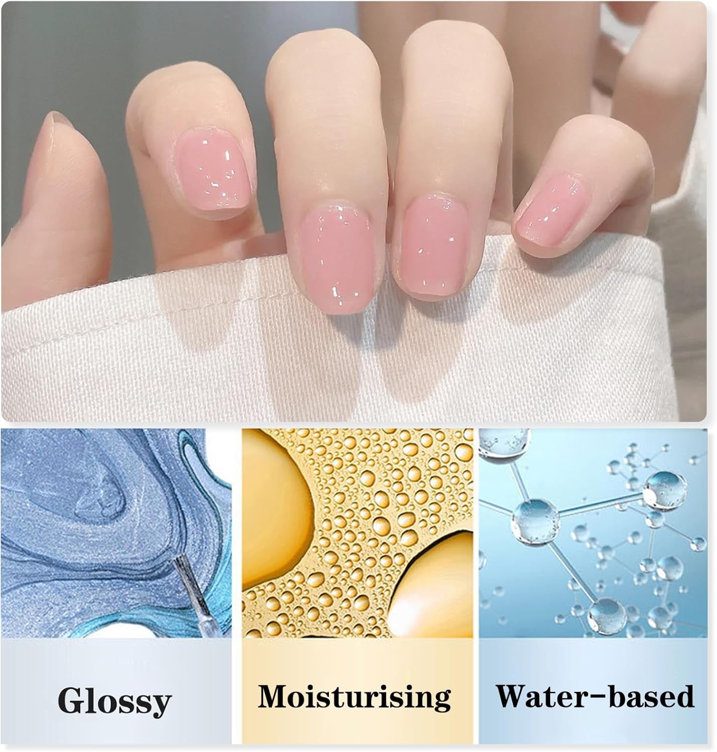 Pink Nail Polish - Light Varnish, Long Lasting & Chip Resistant, Highly Pigmented Baby Pink Gel, Quick Dry for Art Manicure DIY at Home