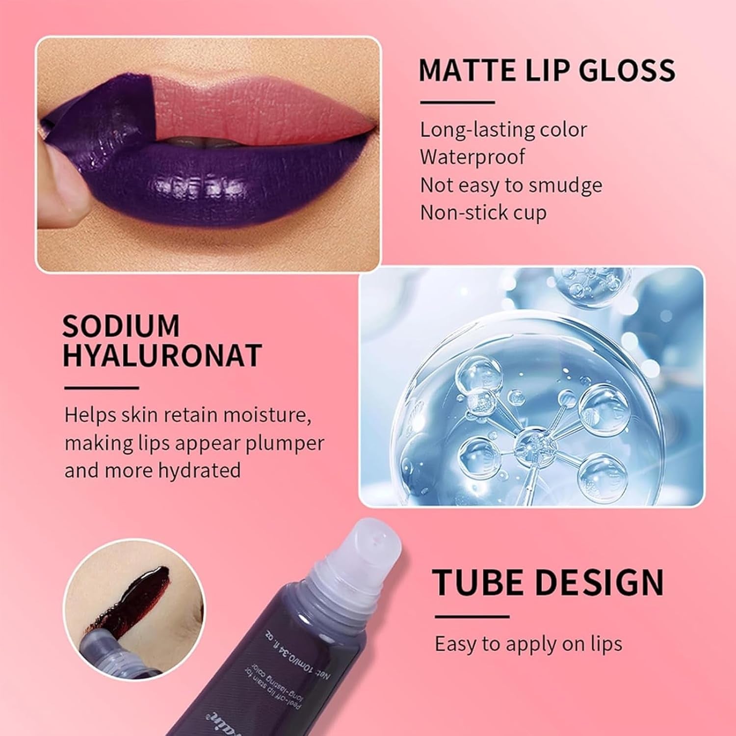 3 Colors Peel off Lip Stain Lip Gloss, Long Lasting Tattoo Magic Color Lip Stain Peel off Masque, Waterproof, Transfer Proof and Matte Finish Peel off Lip Stain