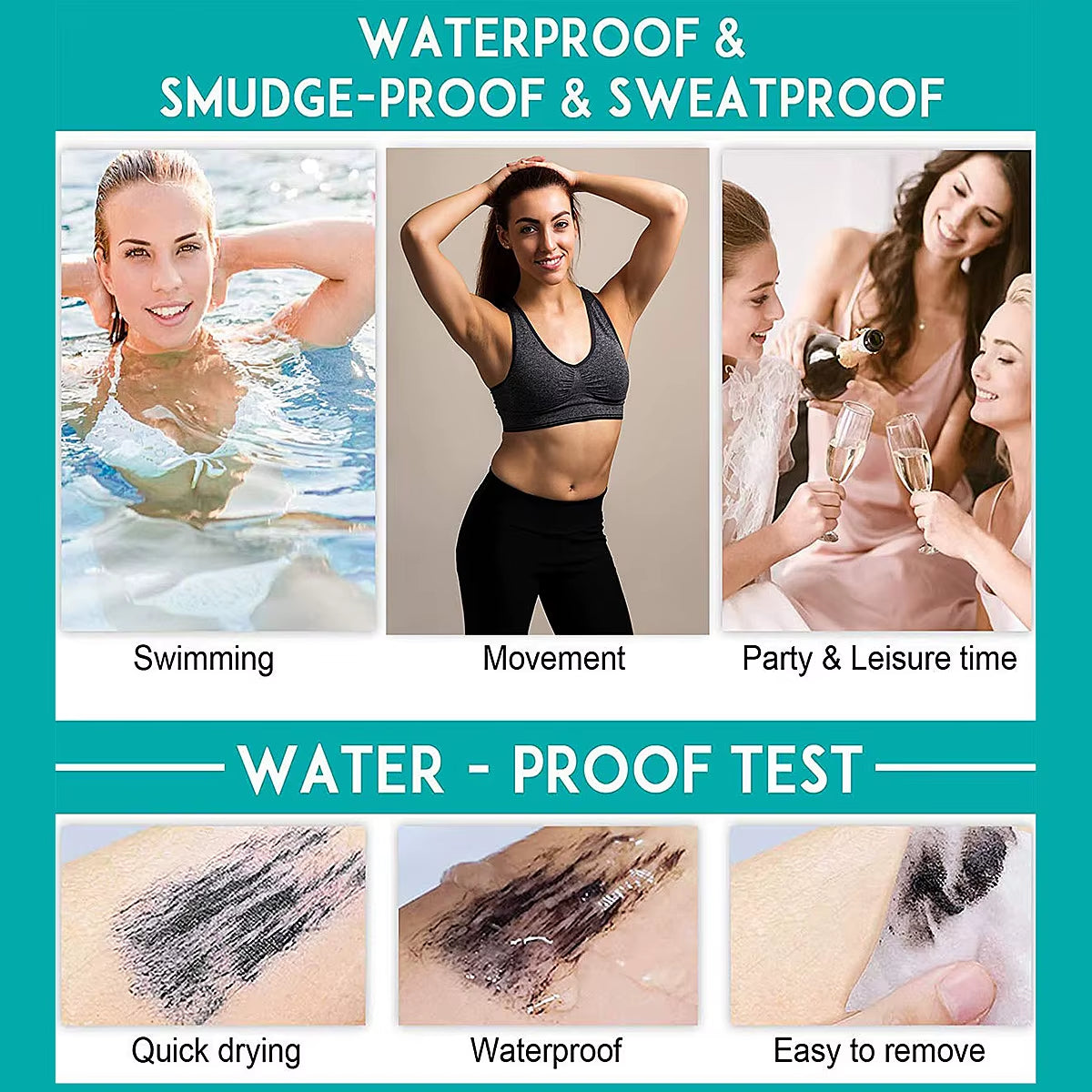 Double In-One Mascara Silk Fiber Mascara Waterproof Mascara for Eyelash Extension Black Thick Lengthening Eye Lashes Cosmetics