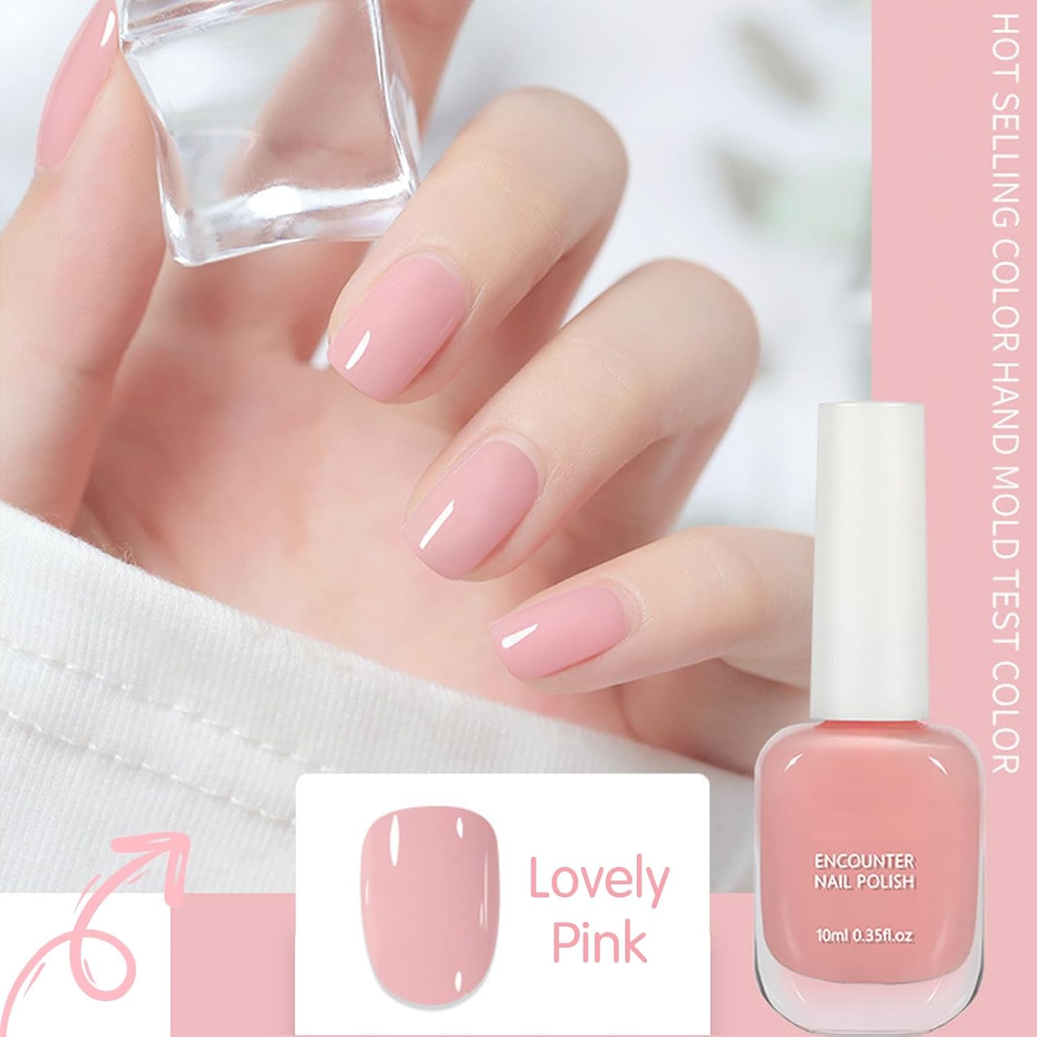 Pink Nail Polish - Light Varnish, Long Lasting & Chip Resistant, Highly Pigmented Baby Pink Gel, Quick Dry for Art Manicure DIY at Home