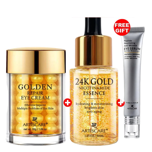 24K Gold Serum SET 3Pcs/Lot for Moisturizing and Hydrating Dark Circles Eye Cream Face Essence Skin Care Products